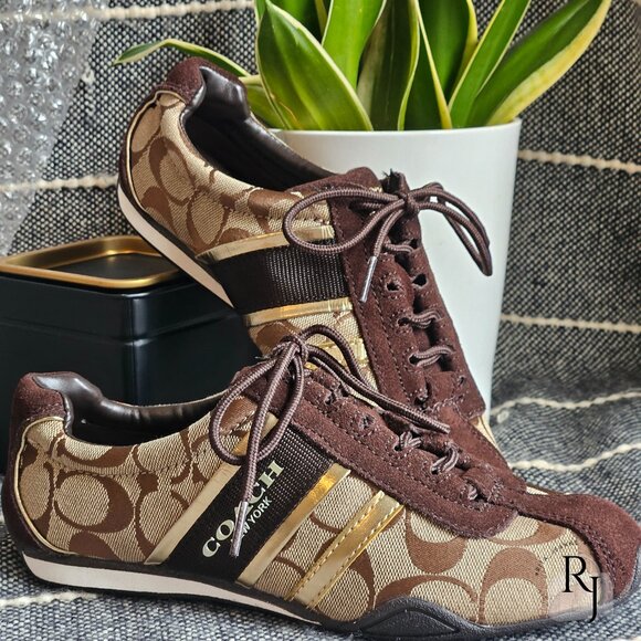 Coach Remonna Canvas & Suede Signature C Logo Sneakers - Picture 4 of 11